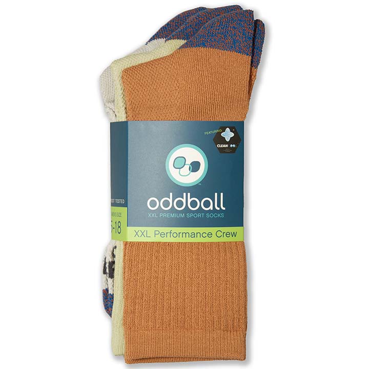 Oddball Performance Crew Sock (Multi 3-Pack) (Color: yam/ash/pistachio) Men's Size: 15-18 Socks