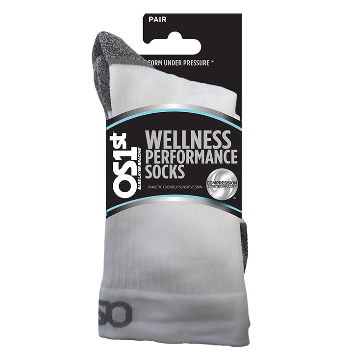 OS1st WP4 Wellness Crew Sock (Color: white) Men's Size: 15-17, 15-17 Wide Socks
