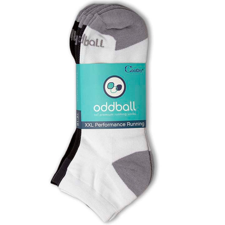 Oddball Performance Running Sock (Multi 3-Pack) (Color: white/grey/black) Men's Size: 15-18 Socks