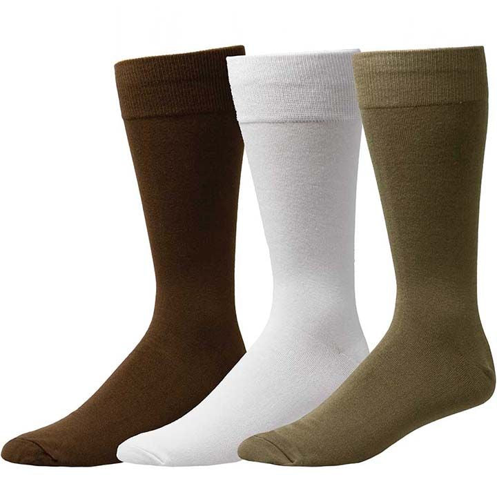 Oddball Marshall Dress Sock (3-Pack) (Color: espresso/white/khaki) Men's Size: 15-18 Socks