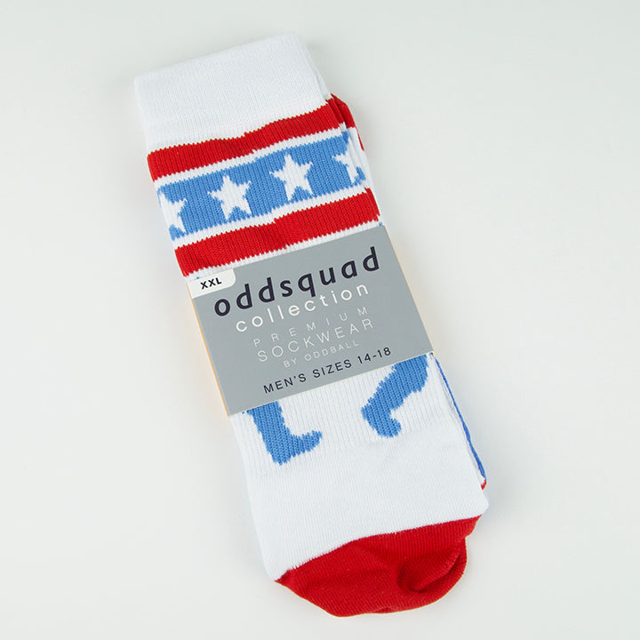Oddball Bigfoot Sock (Color: (Captain Bigfoot) red/white/blue) Men's Size: 14-18 Socks
