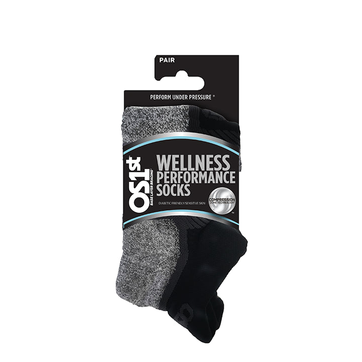 OS1st WP4 Wellness No-Show Sock (Color: black) Men's Size: 15-17, 15-17 Wide Socks