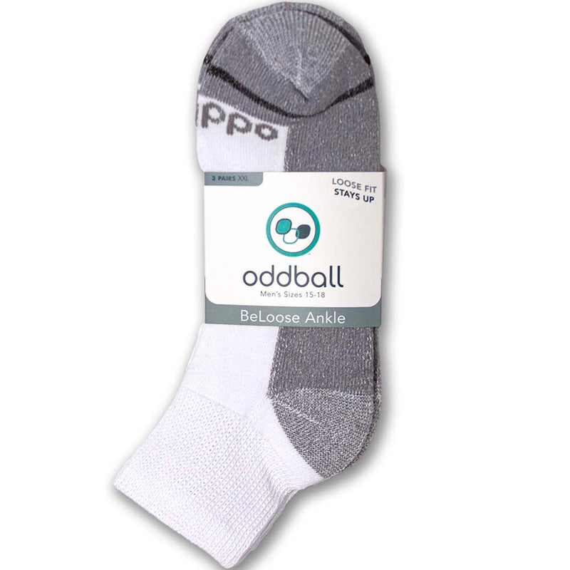 Oddball BeLoose Ankle Socks (3-Pack) (Color: white) Men's Size: 15-18 Socks