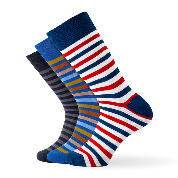 Oddball Royale Dress Socks (3-Pack) 15-18 / Thick Stripe Collection