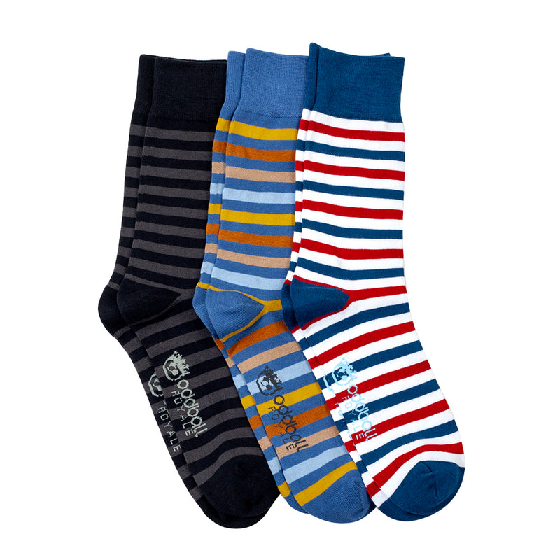 Oddball Royale Dress Socks (3-pack) 15-18 / Thick Stripe Collection Oddball Royale Dress Socks (3-pack) 15-18 / Thick Stripe Collection