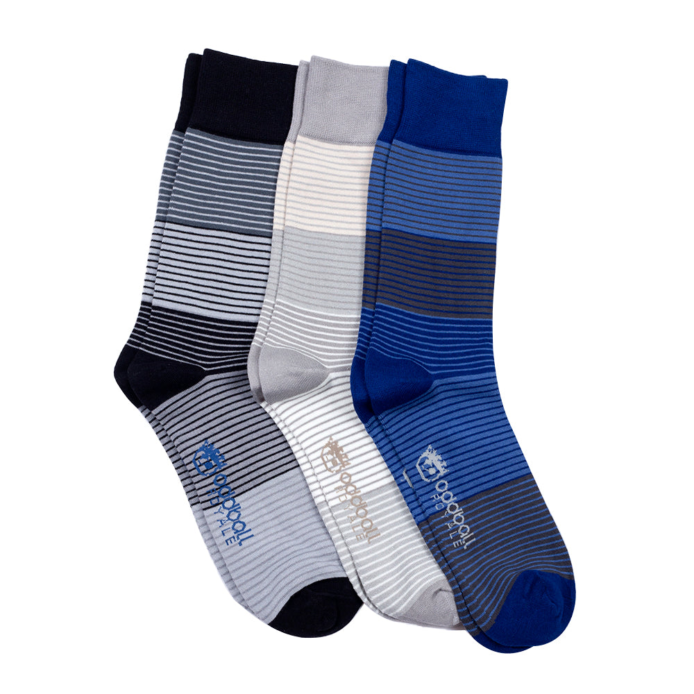 Oddball Royale Dress Socks (3-Pack) 15-18 / Thin Stripe Collection