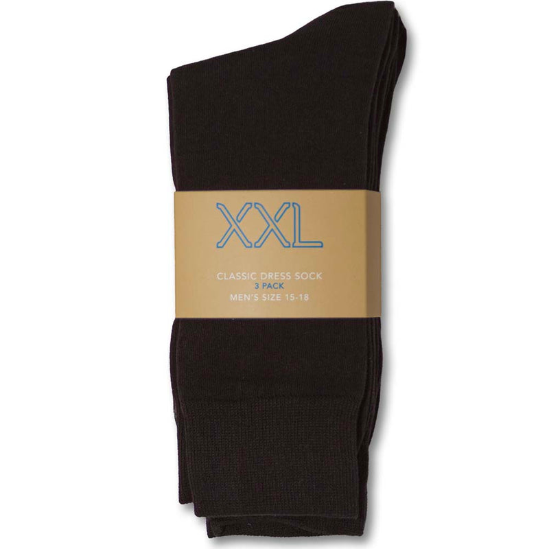 XXL Classic Dress Socks (3-Pack) (Color: black) Men's Size: 15-18 Socks