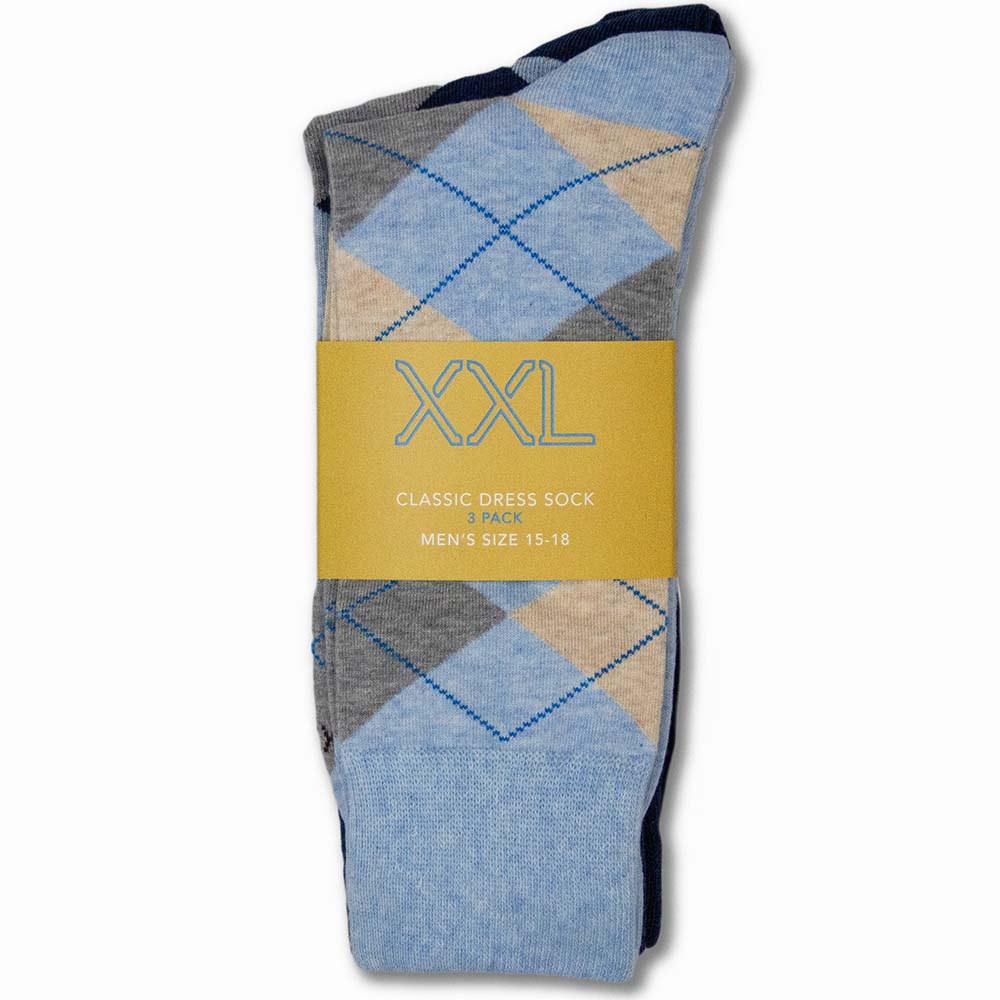 XXL Argyle Dress Socks (3-Pack)