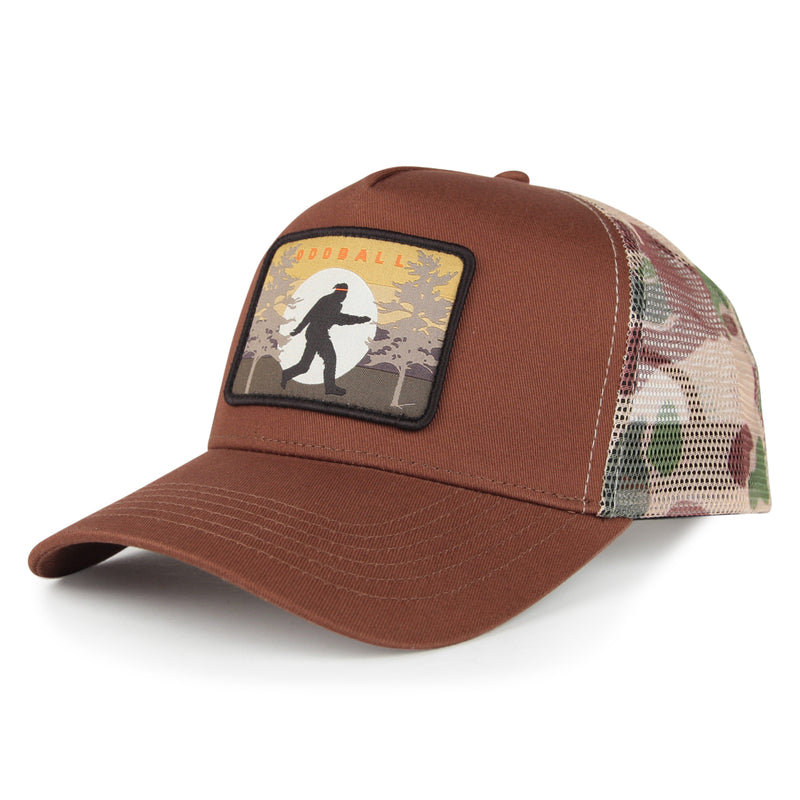 Oddball Oddball Trucker Hat (Color: (Bigfoot Moon) duck hunter camo) Size: XXL Hats