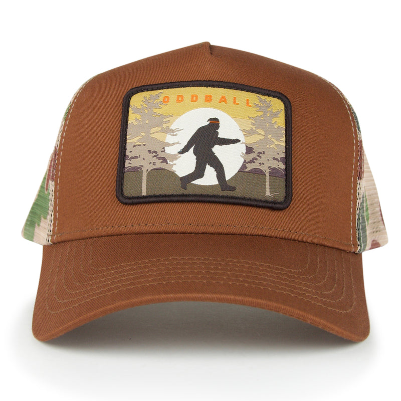 Oddball Oddball Trucker Hat (Color: (Bigfoot Moon) duck hunter camo) Size: XXL Hats