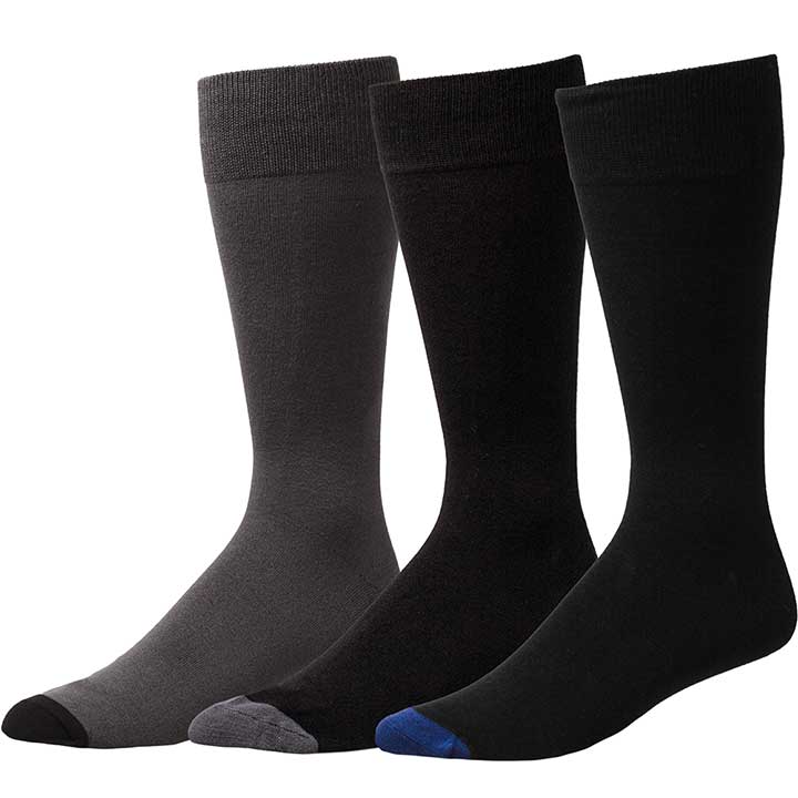 Oddball Marshall Dress Sock (3-Pack) (Color: charcoal/black/black) Men's Size: 15-18 Socks
