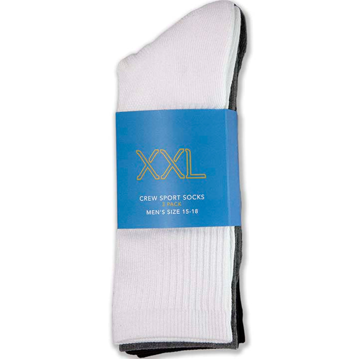 XXL Crew Sport Socks (Multi 3-Pack)