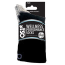 OS1st WP4 Wellness Crew Sock (Color: black) Men's Size: 15-17, 15-17 Wide Socks