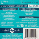 Oddball Performance Running Sock (Multi 3-Pack) (Color: white/grey/black) Men's Size: 15-18 Socks