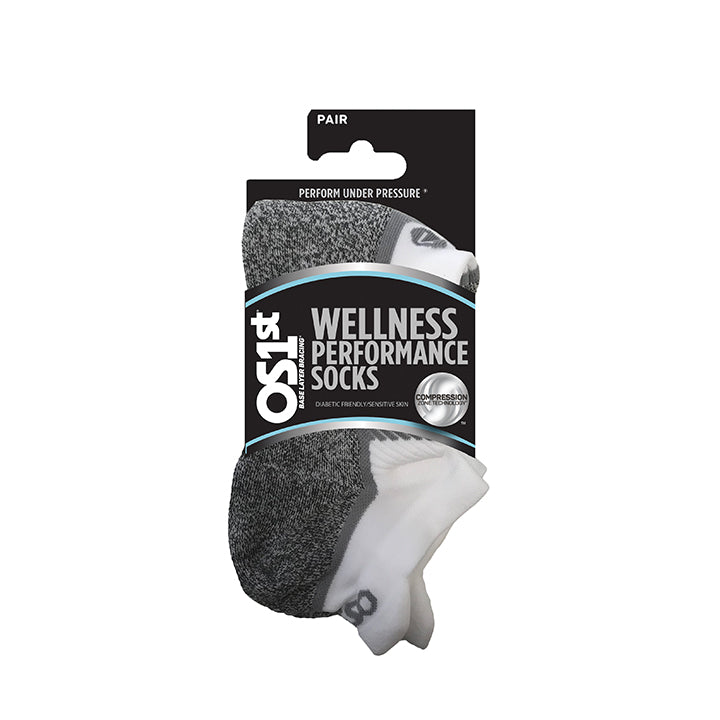 OS1st WP4 Wellness No-Show Sock (Color: white) Men's Size: 15-17, 15-17 Wide Socks